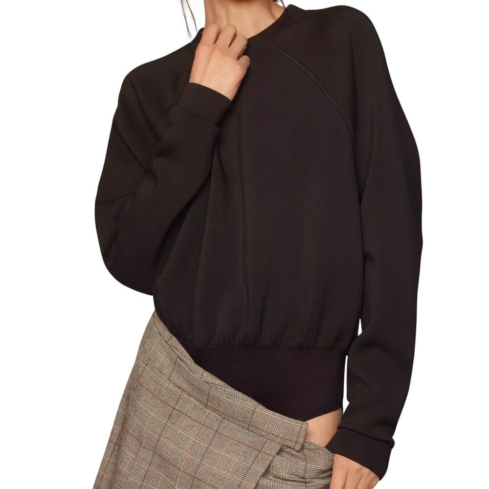 Anthropologie Maeve Long Sleeve Bodysuit Women's Sz Small Solid Black